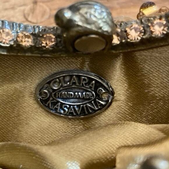 Clara Kasavina Amber Glass Beaded Evening Bag – Swarovski Handle, Handmade, Rare - Picture 5 of 7